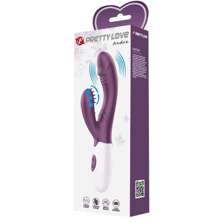 PRETTY LOVE - ANDRE RABBIT VIBRATOR &amp; G-POINT STIMULATOR PURPLE