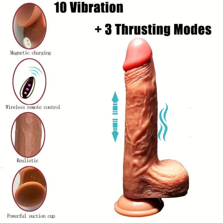 Armony Realistic Dildo Vibrator &amp; Thrusting Remote Control — Skin Silicone