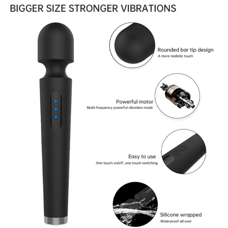 Armony X - Power Large Massager &amp; Vibrator 7 Vibrations Black