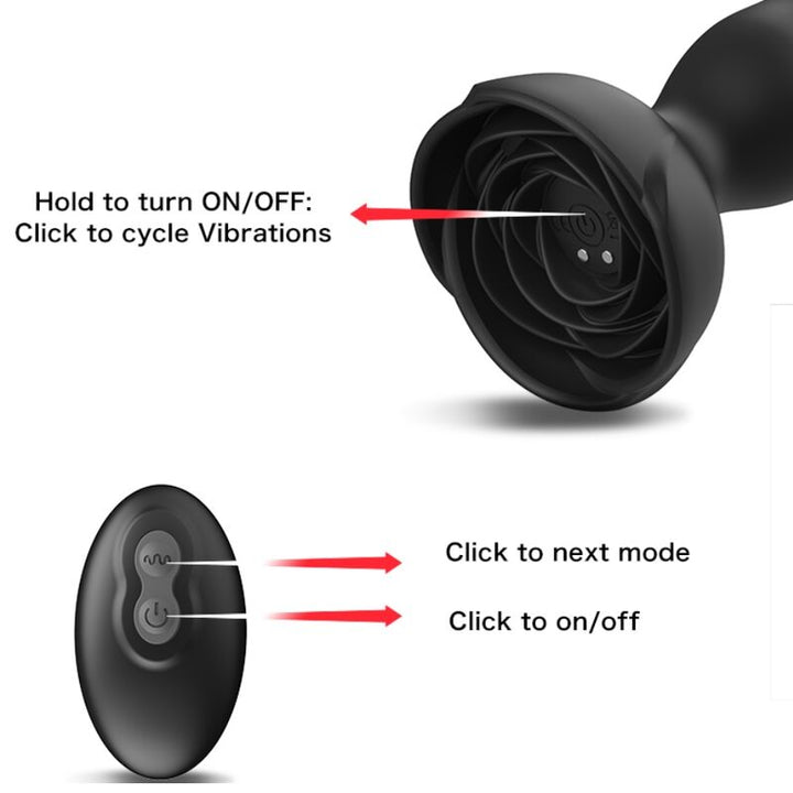 Armony Extreme A Bloom Rose Vibrator Anal Plug — Black