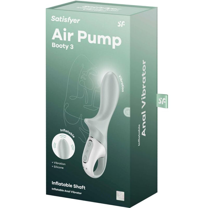 Satisfyer Air - Pump Booty 3 Inflatable Anal Vibrator — Green silicone