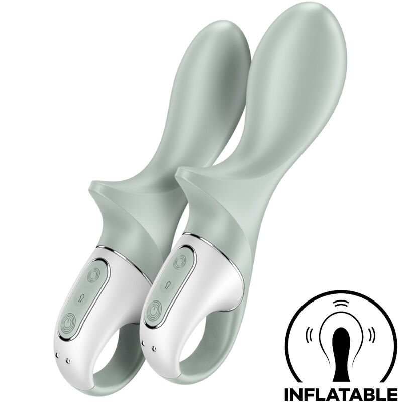 Satisfyer Air - Pump Booty 3 Inflatable Anal Vibrator — Green silicone