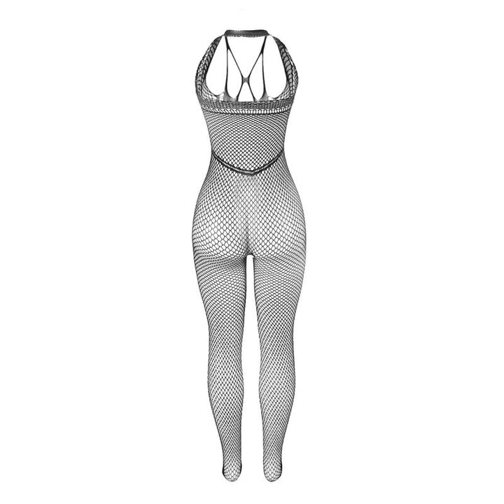 SUBBLIME - 951788 LONG FISHNET BODYSTOCKING WITH STRAPS ON CHEST AND BACK BLACK ONE SIZE