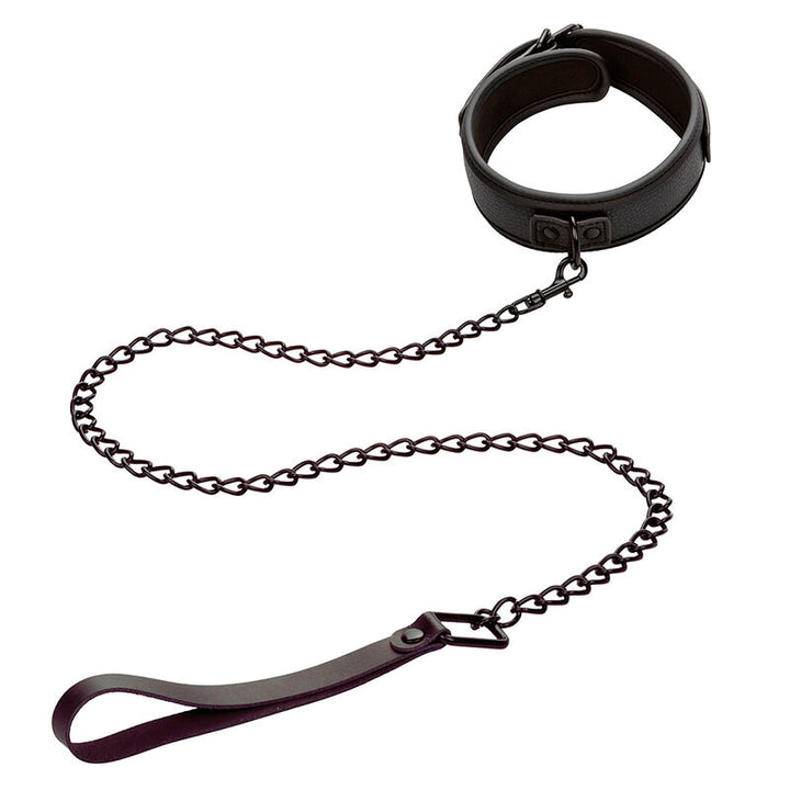 Calexotics - Nocturnal Collar &amp; Leash Leather Adjustable Black