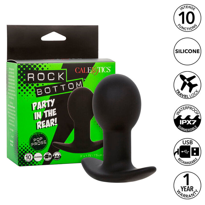 Rock Bottom Anal Plug 10 Vibrations Silicone — Black