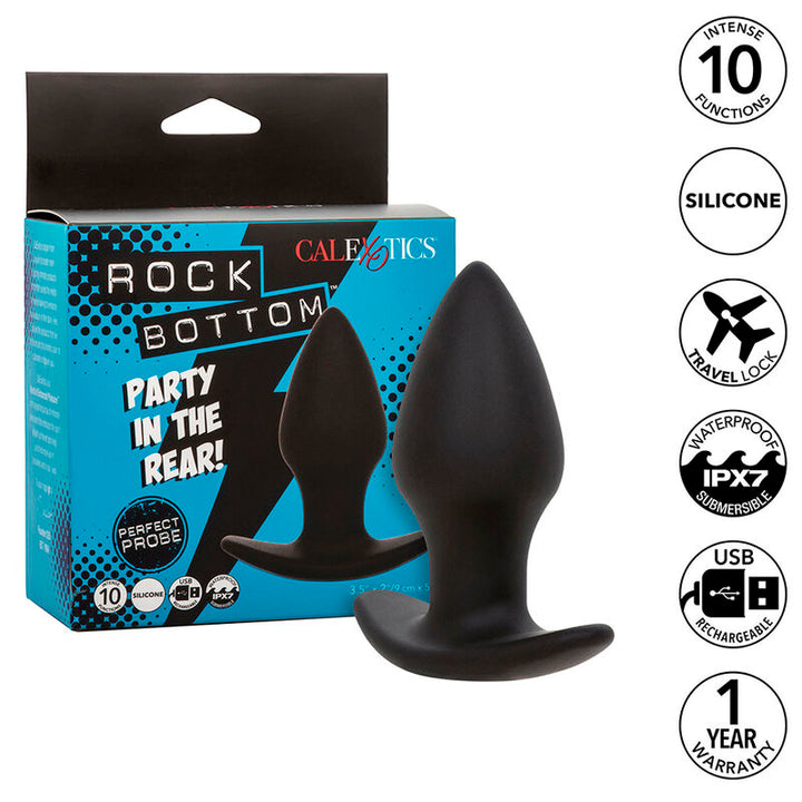 Rock Bottom Perfect Anal Plug 10 Vibrations — Black