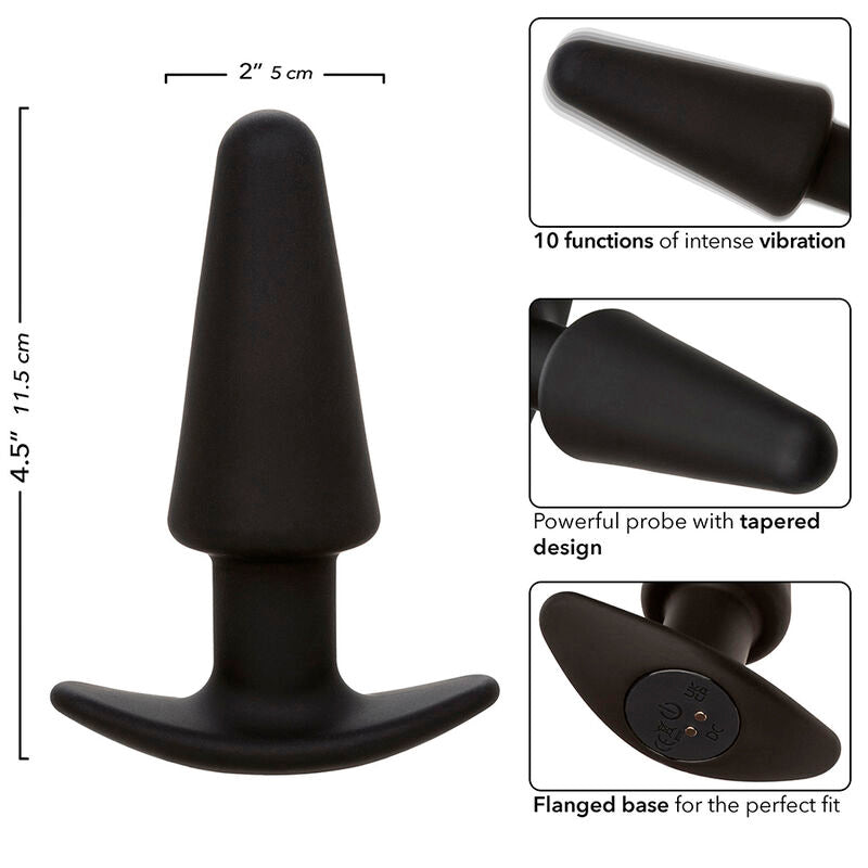 Rock Bottom Tapered Anal Plug 10 Vibraciones — Black