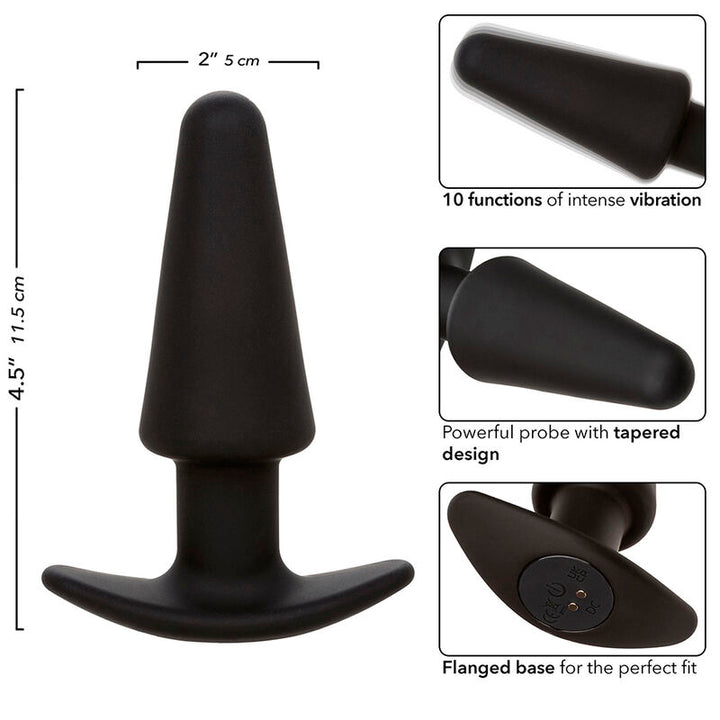 Rock Bottom Tapered Anal Plug 10 Vibraciones — Black