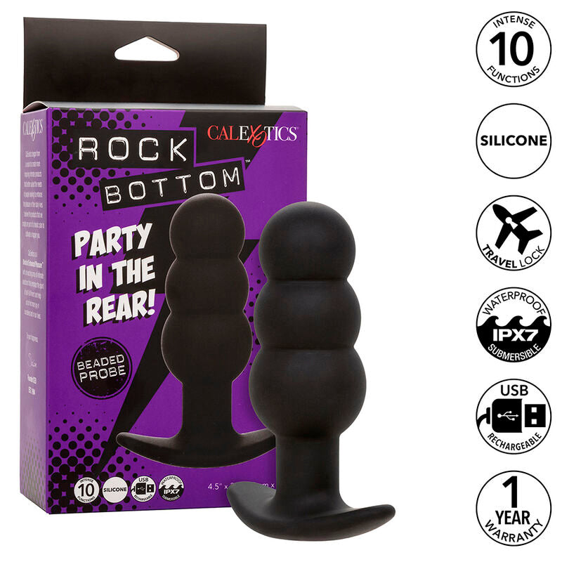Calexotics - Rock Bottom Beaded Anal Plug 10 Vibrations