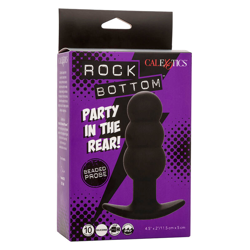 Rock Bottom Beaded Anal Plug 10 Vibrations — Black