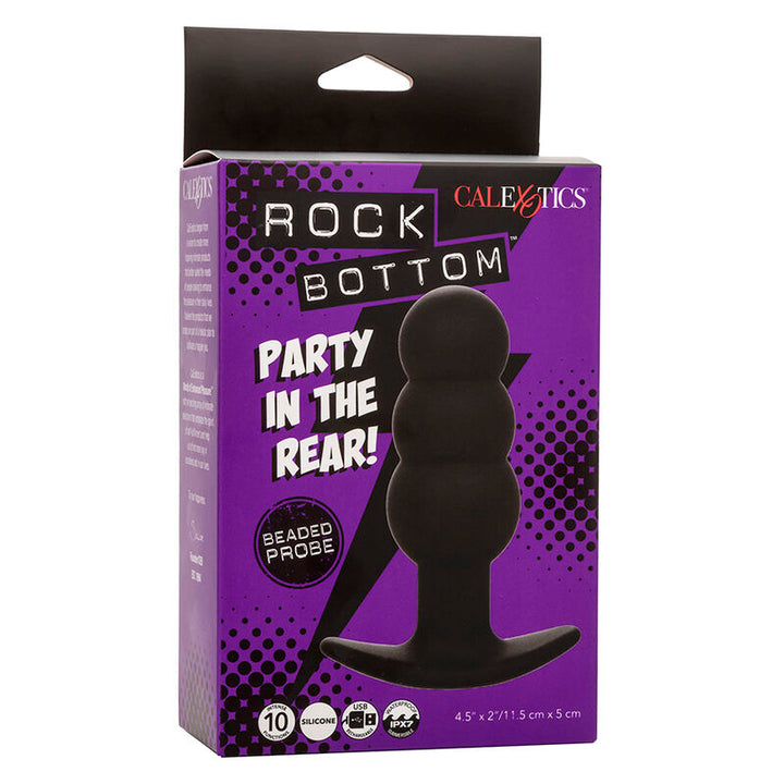 Rock Bottom Beaded Anal Plug 10 Vibrations — Black