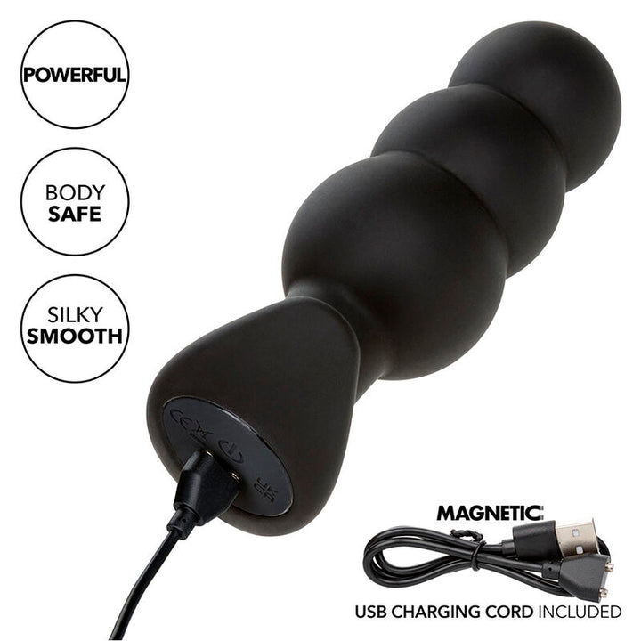 Rock Bottom Beaded Anal Plug 10 Vibrations — Black