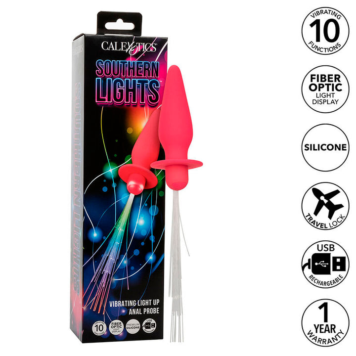Southern Lights Light Up Anal Plug 10 Vibrations — Pink