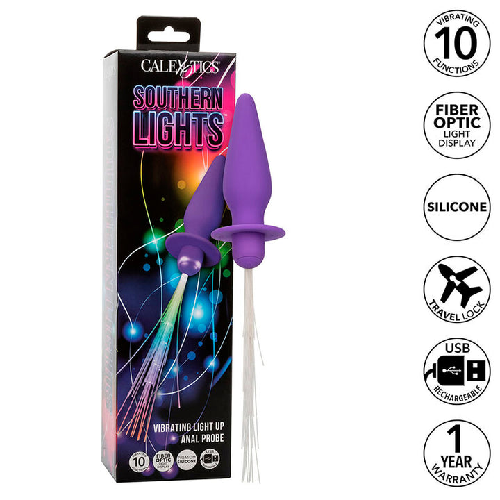 Southern Lights Light Up Anal Plug 10 Vibrations — Purple