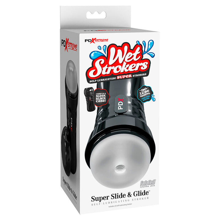 Pdx Extreme - Slide &amp; Glide Self-Lubricating Masturbator Clear