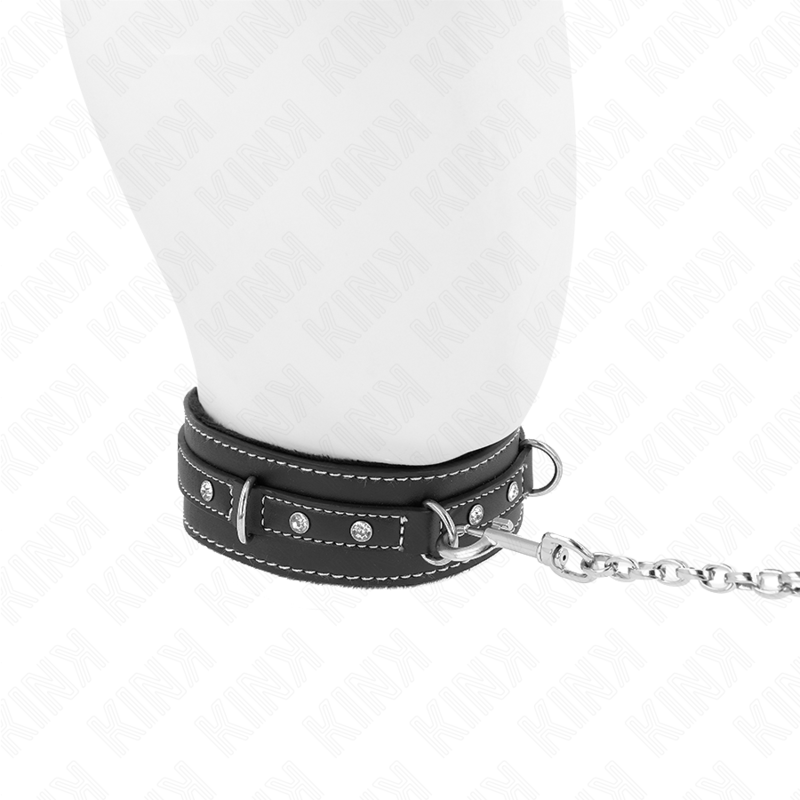 Kink PVC Leather Necklace - With Belt 105 CM Rhinestone Rivet