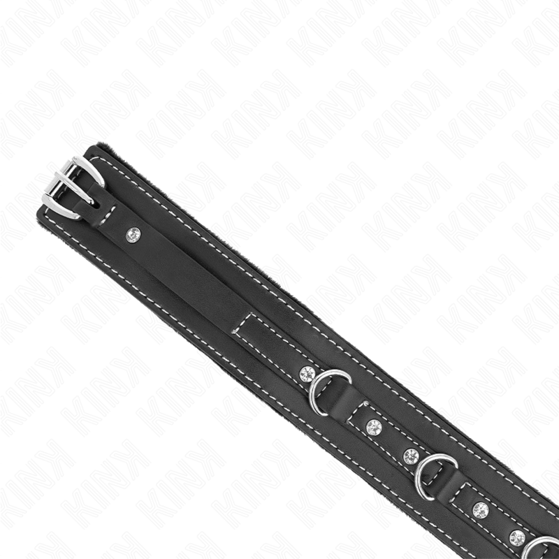 Kink PVC Leather Necklace - With Belt 105 CM Rhinestone Rivet