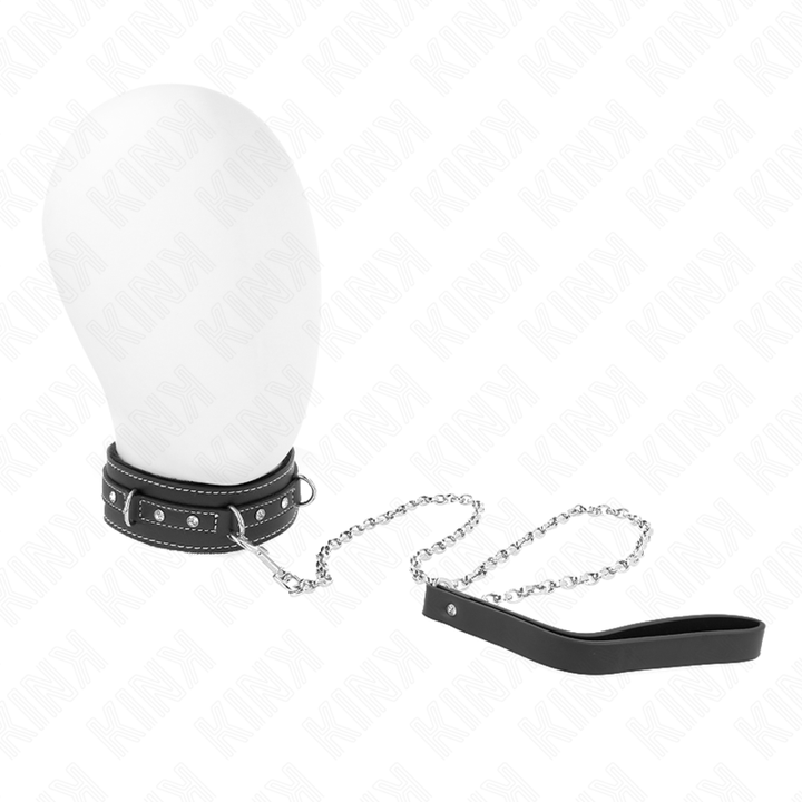 Kink PVC Leather Necklace - With Belt 105 CM Rhinestone Rivet