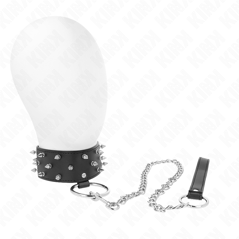 Kink Necklace With Leash - 65 CM With Silver Studs Model 5