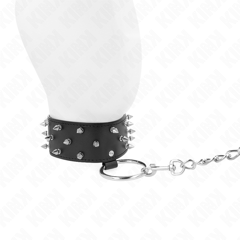 Kink Necklace With Leash - 65 CM With Silver Studs Model 5