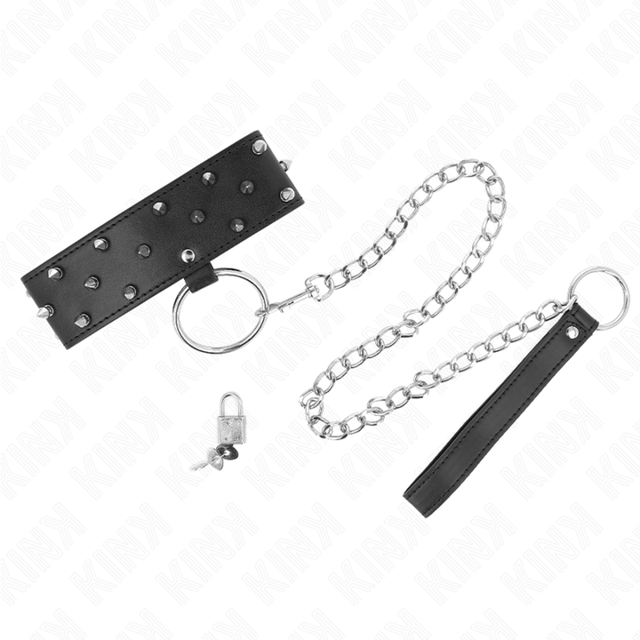Kink Necklace With Leash - 65 CM With Silver Studs Model 5