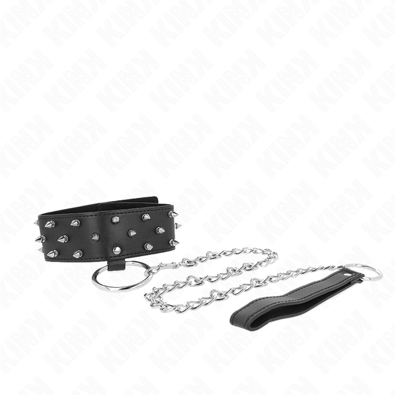 Kink Necklace With Leash - 65 CM With Silver Studs Model 5
