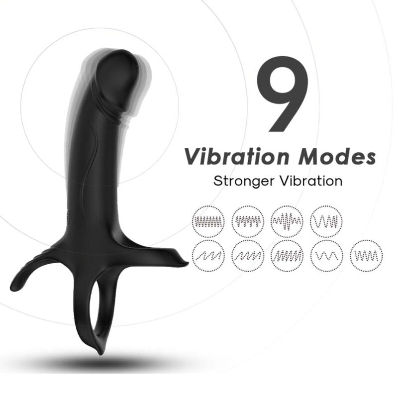 Armony Dildo With - Ring &amp; Vibrator Black