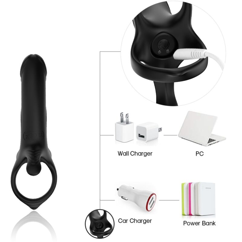 Armony Dildo With - Ring &amp; Vibrator Black