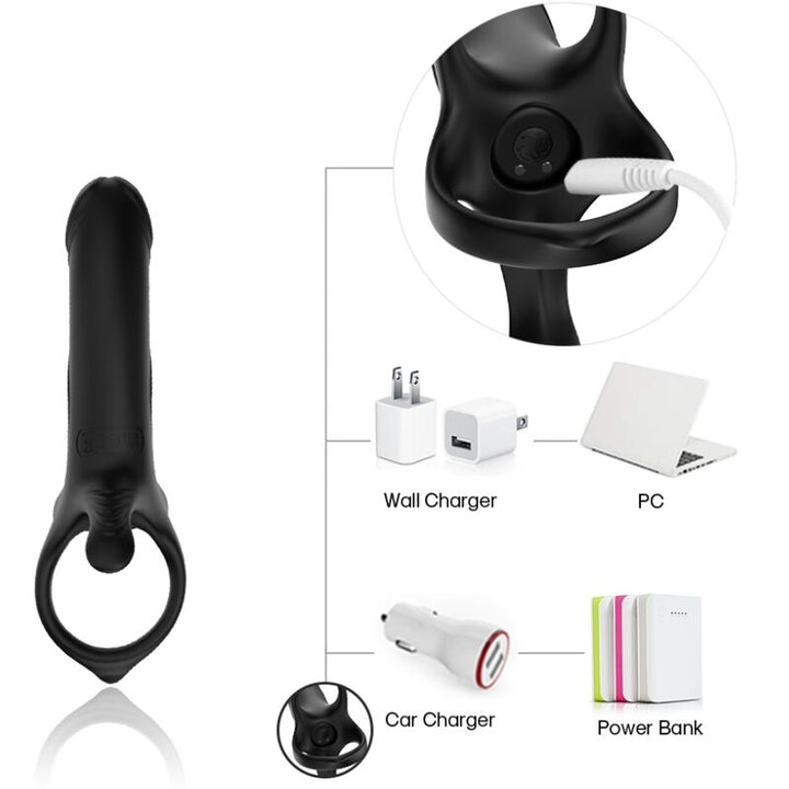 Armony Dildo With - Ring &amp; Vibrator Black