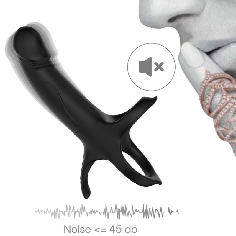 Armony Dildo With - Ring &amp; Vibrator Black