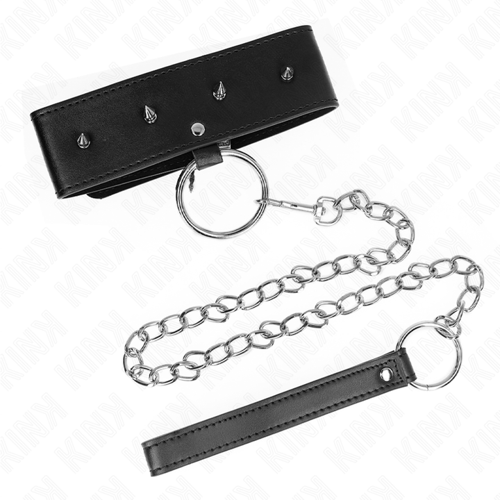 Kink Necklace 65 CM - With Leash With Silver Studs Model 2