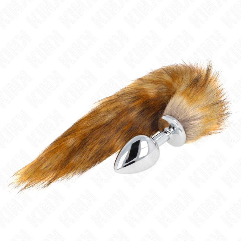 Kink Anal Plug - Size L 10 X 4 CM With Synthetic Tail 40 CM — Brown silicone