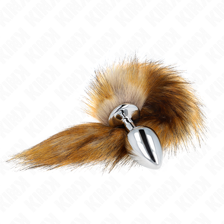 Kink Anal Plug - Size L 10 X 4 CM With Synthetic Tail 40 CM — Brown silicone