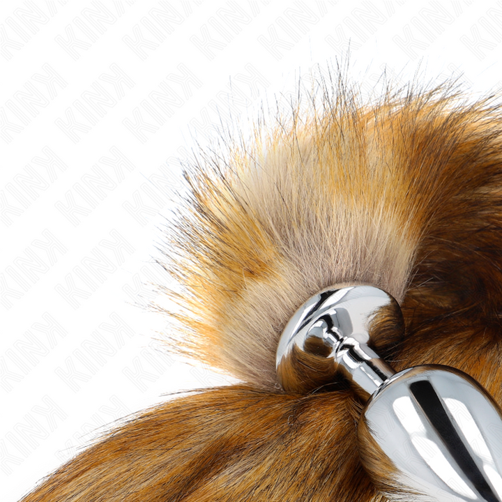 Kink Anal Plug - Size L 10 X 4 CM With Synthetic Tail 40 CM — Brown silicone