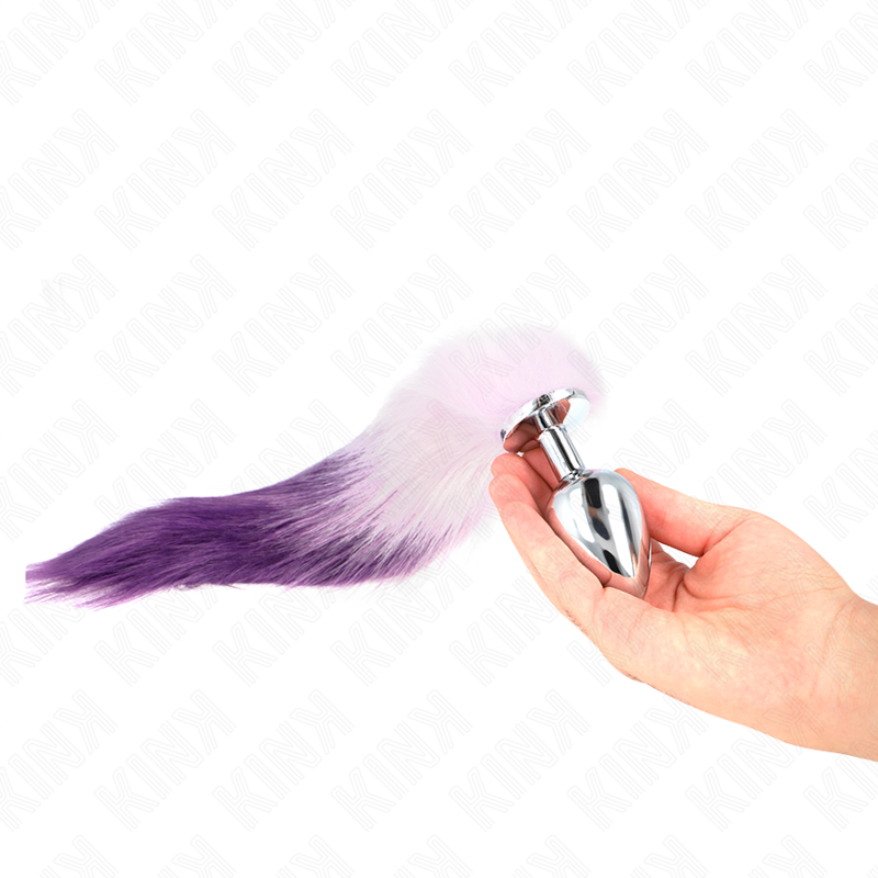Kink Anal Plug - Size L 10 X 4 CM With Synthetic Tail 40 CM — Purple silicone