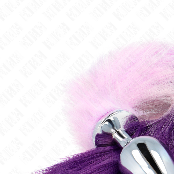 Kink Anal Plug - Size L 10 X 4 CM With Synthetic Tail 40 CM — Purple silicone