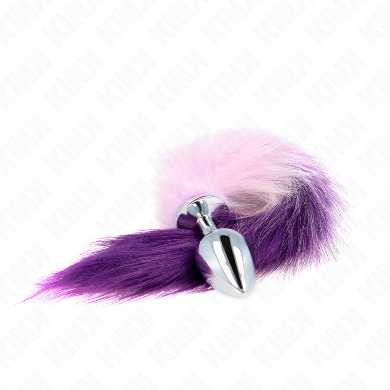 Kink Anal Plug - Size L 10 X 4 CM With Synthetic Tail 40 CM — Purple silicone
