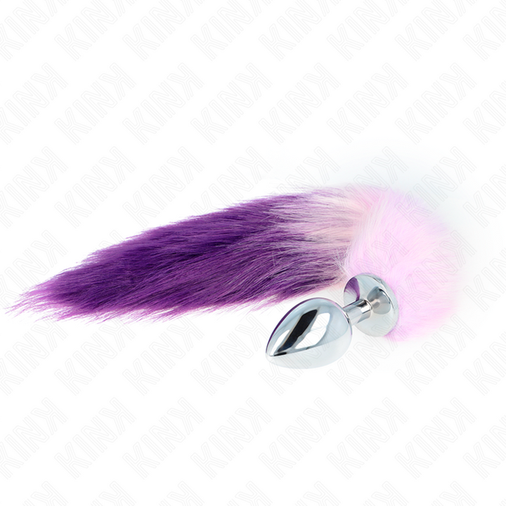 Kink Anal Plug - Size L 10 X 4 CM With Synthetic Tail 40 CM — Purple silicone