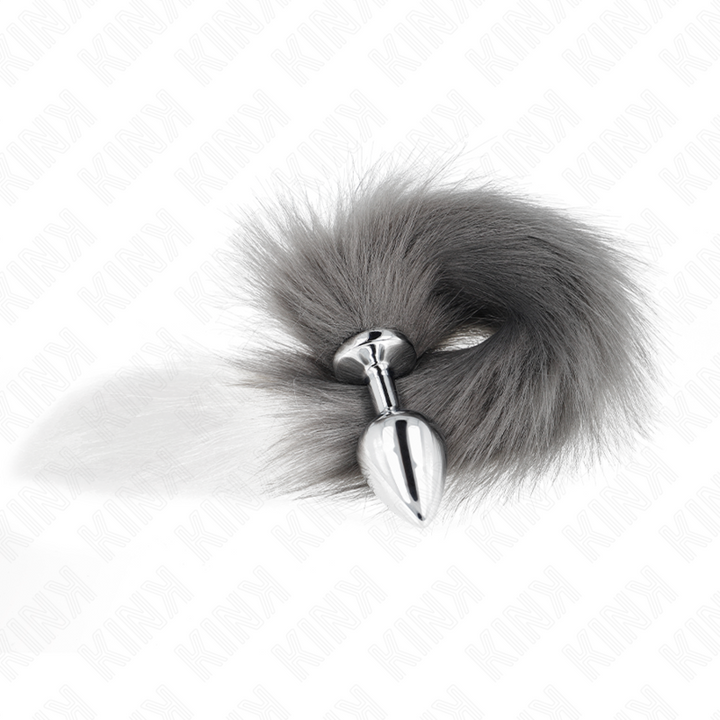 Kink Anal Plug - Size M 8 X 3.5 CM With Synthetic Tail 40 CM — White silicone