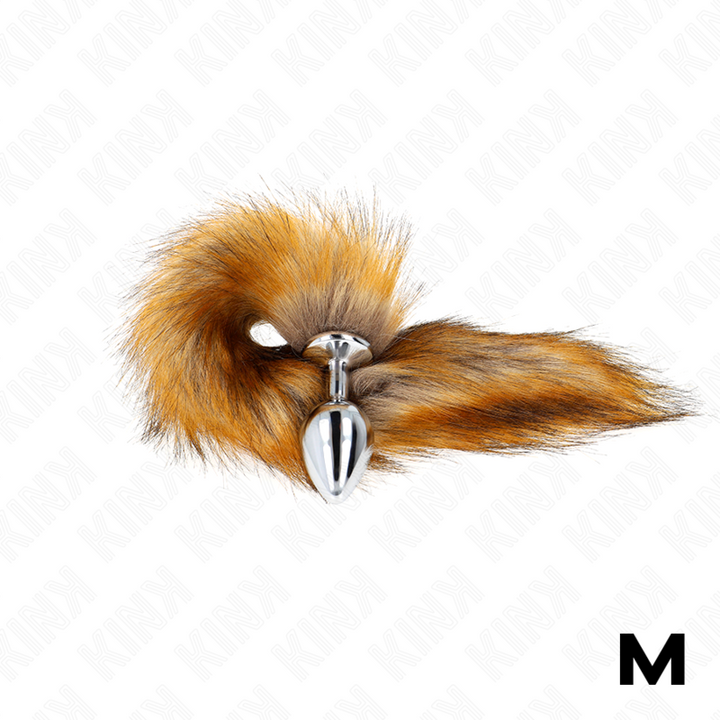 Kink Anal Plug - Size M 8 X 3.5 CM With Synthetic Tail 40 CM — Brown silicone