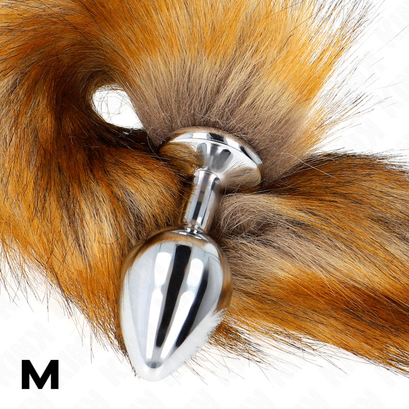 Kink Anal Plug - Size M 8 X 3.5 CM With Synthetic Tail 40 CM — Brown silicone