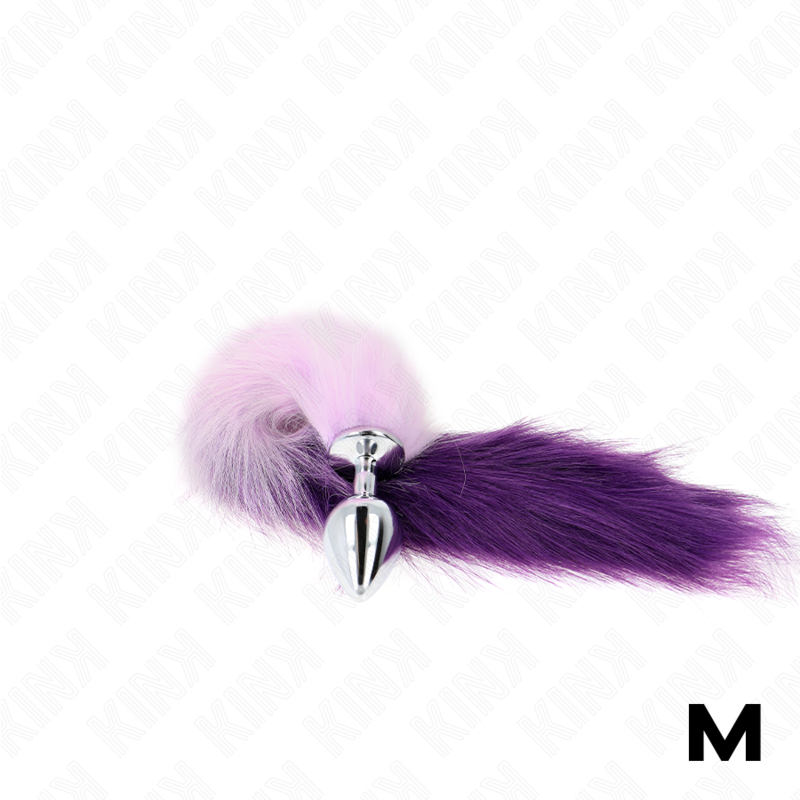 Kink Anal Plug - Size M 8 X 3.5 CM With Synthetic Tail 40 CM — Purple silicone