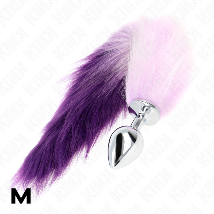 Kink Anal Plug - Size M 8 X 3.5 CM With Synthetic Tail 40 CM — Purple silicone