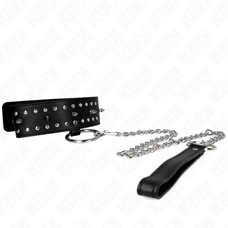 Kink Necklace With Leash - 65 CM With Silver Studs Model 1