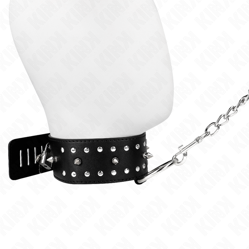Kink Necklace With Leash - 65 CM With Silver Studs Model 1