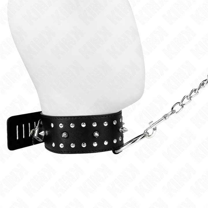 Kink Necklace With Leash - 65 CM With Silver Studs Model 1