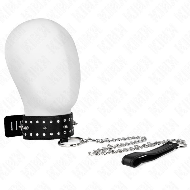 Kink Necklace With Leash - 65 CM With Silver Studs Model 1