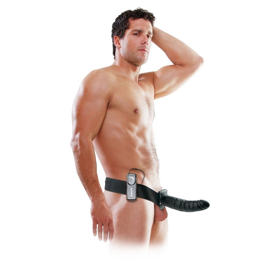 Fetish Fantasy Series – 19 cm vibrierender hohler Strap-On Schwarz