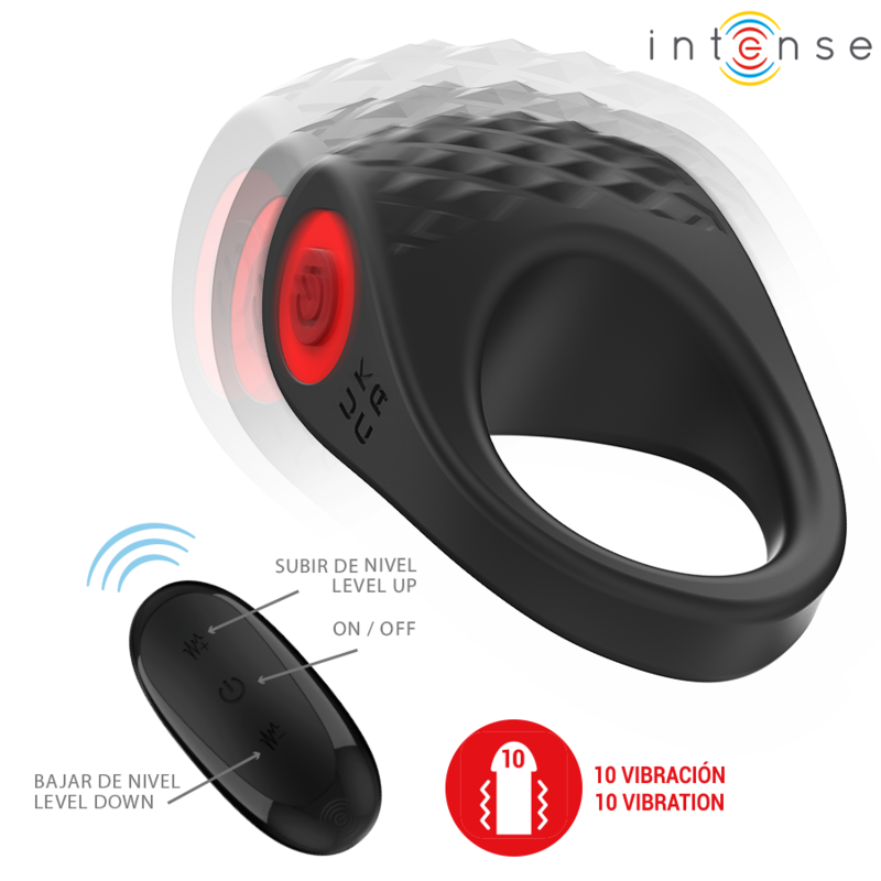 Intense Clover Vibrator - Penis Ring 10 Vibrations Black
