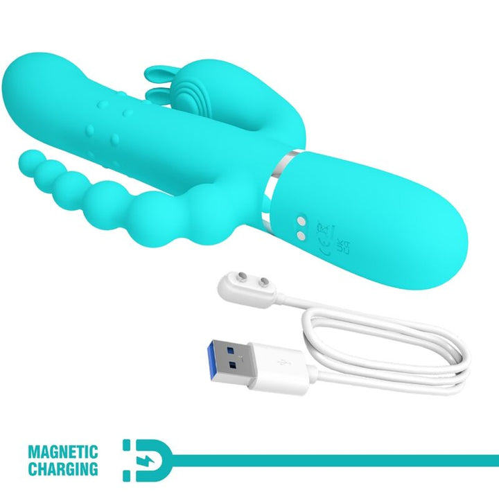 PRETTY LOVE - CAMMY 4 IN 1 MULTIFUNCTION TRIPPLE RABBIT VIBRATOR  BLUE